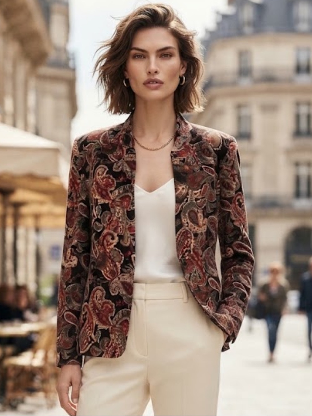 Talbots cotton silk paisley blazer